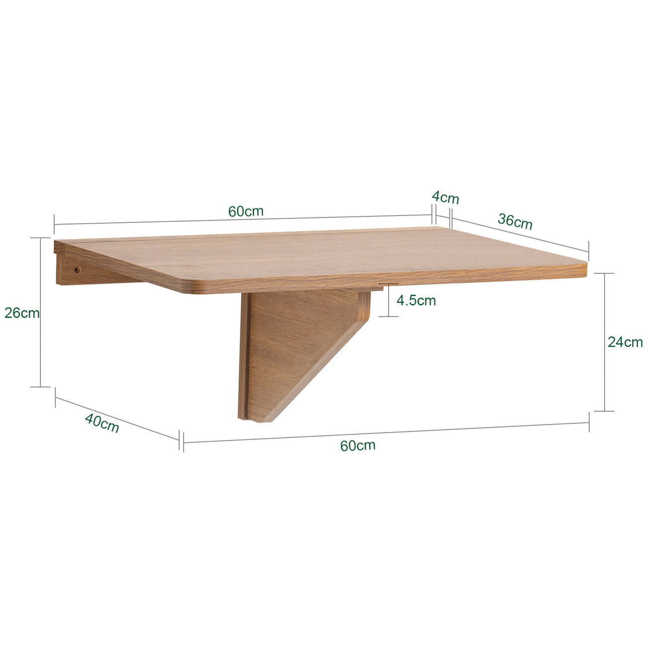 SoBuy Eettafel inklapbaar - Max. 20 kg - 60 x 40 x 2 cm - Bruin