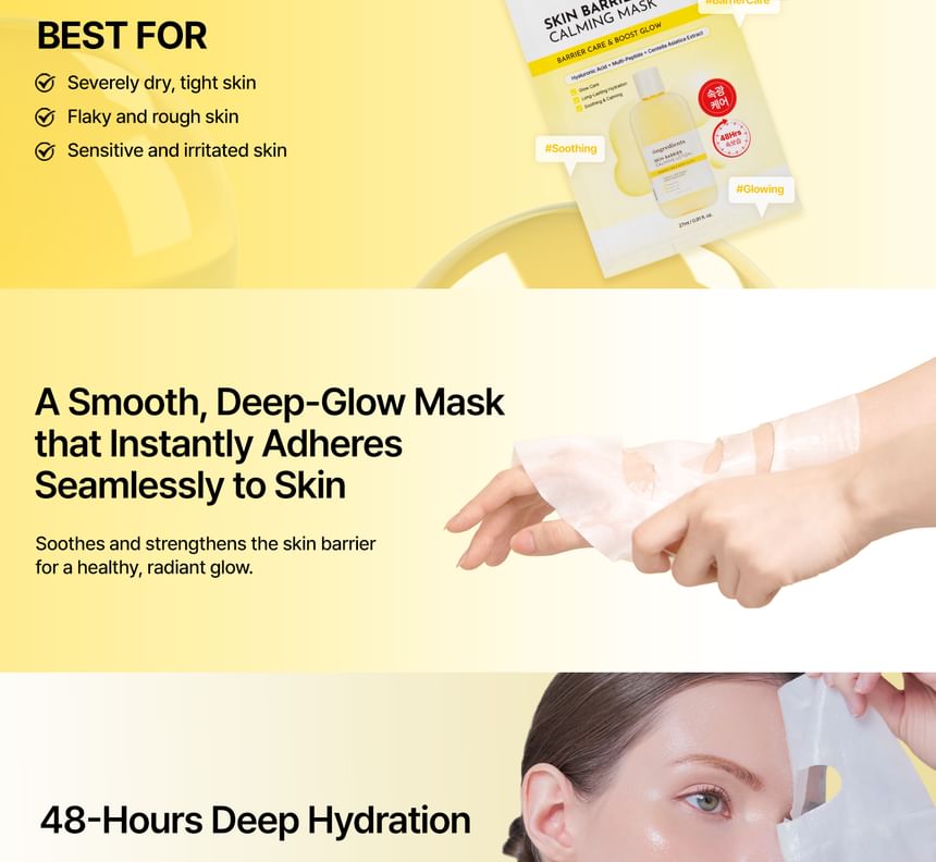Ongredients Skin Barrier Calming Mask Set – Kalmerend Hydraterend Gezichtsmasker met Ceramiden & 5-Laags Hyaluronzuur