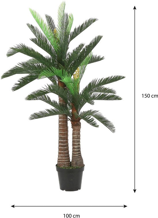 Mica Decorations grote Cycas Palm kunstplant - groen - H150 x D95 cm - top kwaliteit