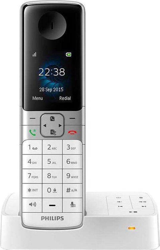 Philips D6351W Draadloze Telefoon met Antwoordapparaat - 1,8" Display - Telefoonboek tot 100 Namen - Nummerherkenning en -Blokkering - Plug & Play - Wit