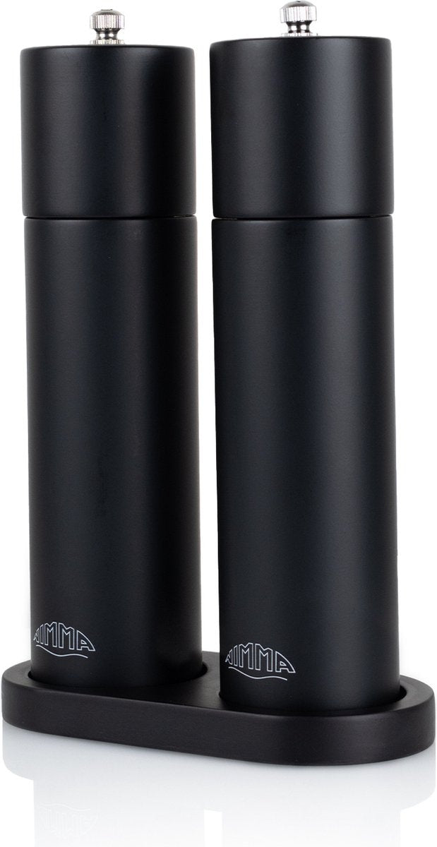 Nimma® Peper en Zoutmolen Set - Incl Navul Lepel - Verstelbare Maalgraad - Duurzaam Acacia Hout - Zwart