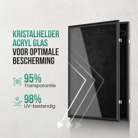 Avalo Wissellijst 80x60 cm Zwart - Diepe Fotolijst Box Frame - Geschikt voor Voetbal Shirt Inlijsten - Openklapbaar