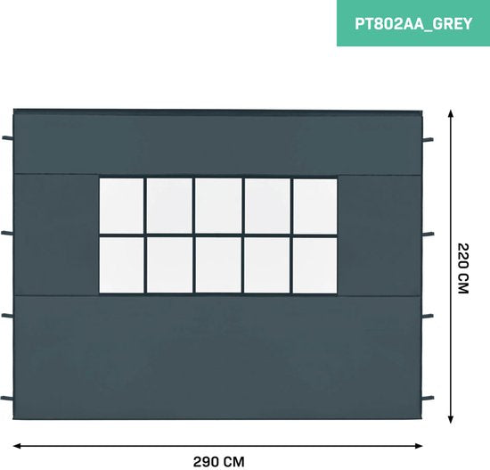 VONROC Zijwanden Set - Voor Premium Partytent PT501XX – Waterdicht - 50+ UV Bescherming - Grijs