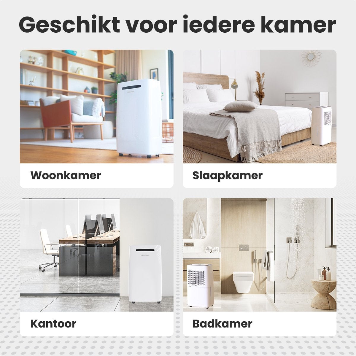 Auronic Luchtontvochtiger - 16L - Slaapkamer, Badkamer, Woonkamer en Kantoor - Wit