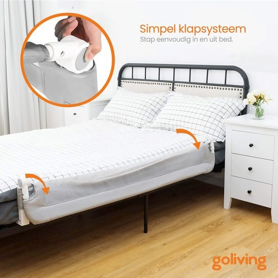 Goliving bedhekje – Bedhek – Bedrail – Inklapbaar bedrekje – 120 x 45 cm – Grijs