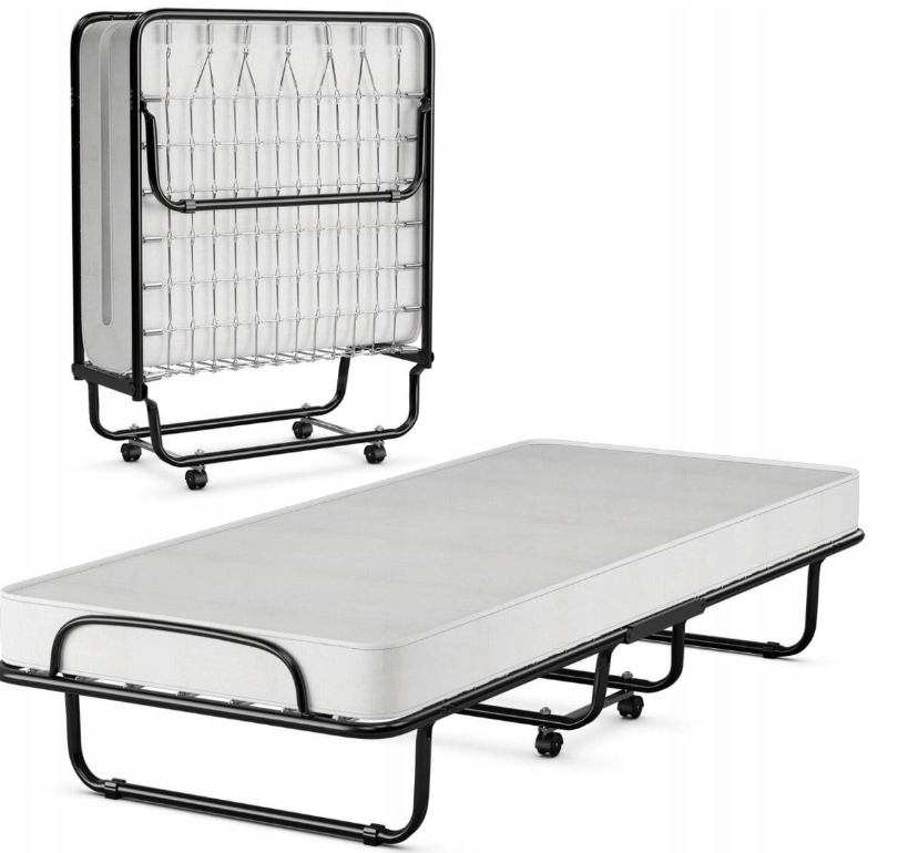 costway metalen opklapbed - 1 persoons - met matras