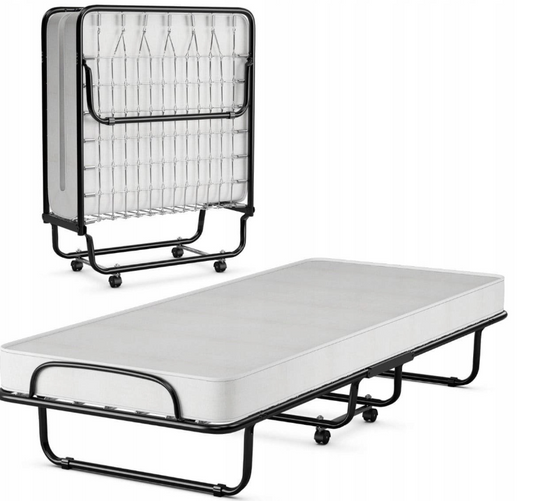 costway metalen opklapbed - 1 persoons - met matras
