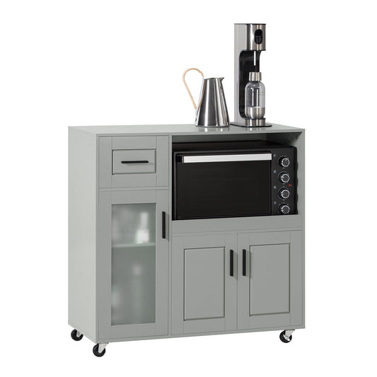 SoBuy Magnetronkast FSB78-HG - 1 Lade - 3 Deuren - 89 x 40 x 89 cm - Grijs