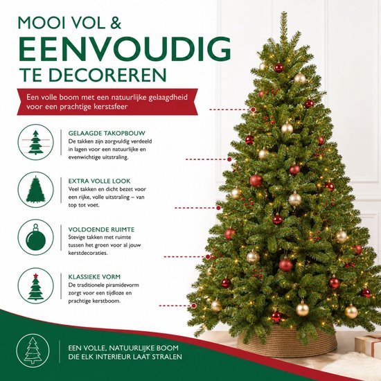 Triumph Tree Tuscan Kerstboom - Kunstboom met Natuurlijke Uitstraling en Kleurcodes - Kerstversiering voor Binnen zonder Onderhoud - Insteekconstructie - 120 x 81 cm - Groen
