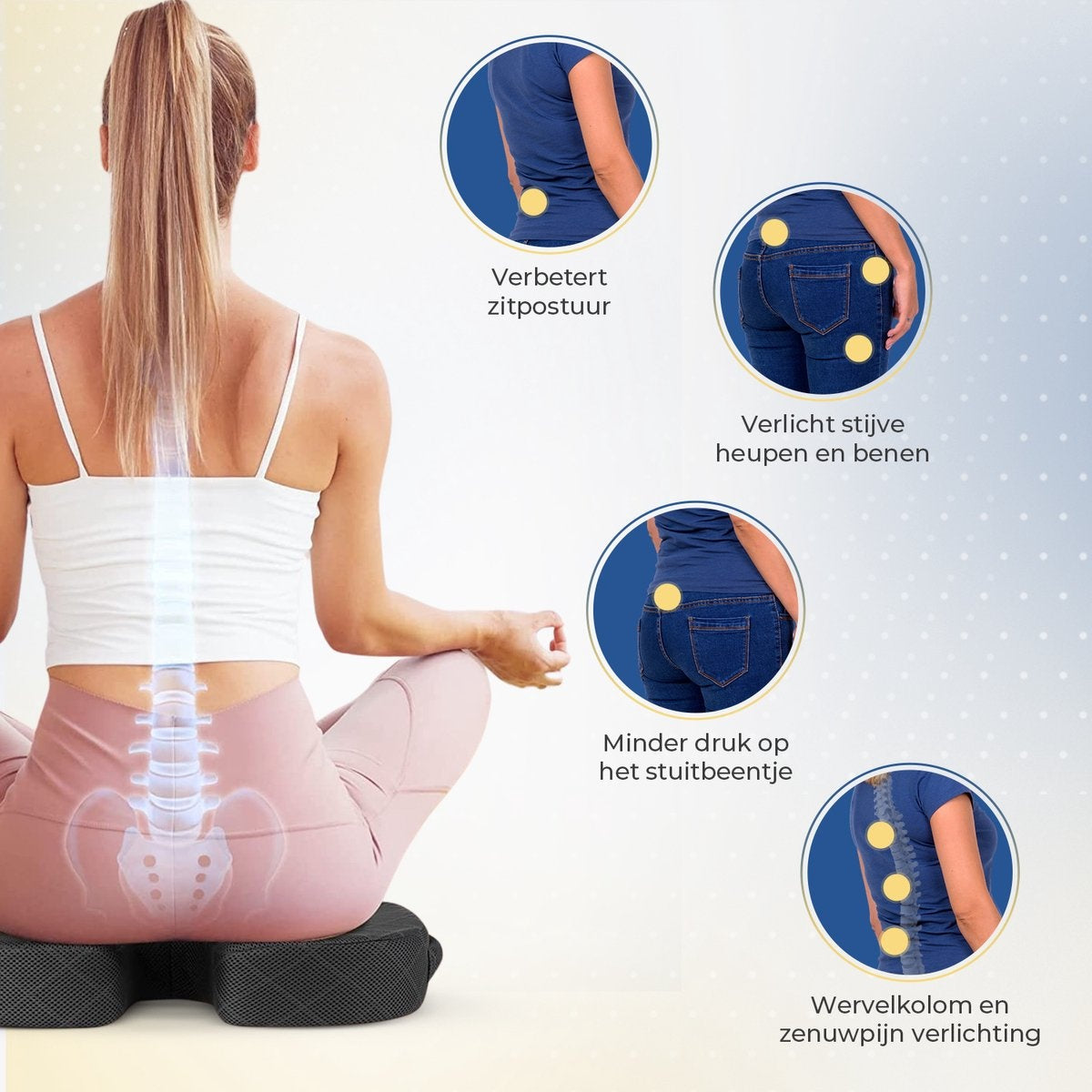 SafeLife Zitkussen orthopedisch & ergonomisch - stuitkussen - wigkussen - ergonomisch zitkussen
