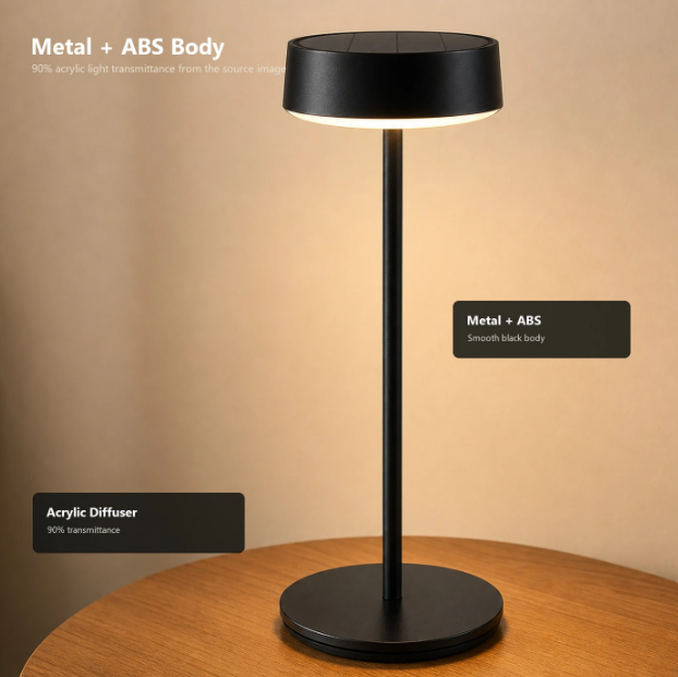 Arlgsite Solar Tafellamp - Draadloos - USB-C Oplaadbaar - Dimbaar - 3 Kleurmodes
