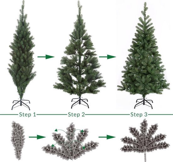 Casaria Kunstkerstboom – 140cm Kerstverlichting 100 LEDS - Groen