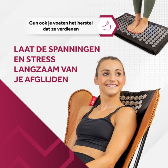 Northwall Spijkermat met Kussen & Draagtas - Acupressuur mat met Spijkerkussen - Spijkerbed - Acupunctuur - Meditatie - Shakti Massage - Zwart