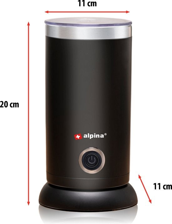 Alpina Elektrische Melkopschuimer - 3-in-1 Melkschuimer - tot 300ml - voor Warme en Koude Melk u2013 Zwart