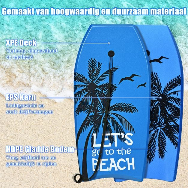 Bodyboard lichtgewicht voor kinderen en volwassenen 106 cm blauw