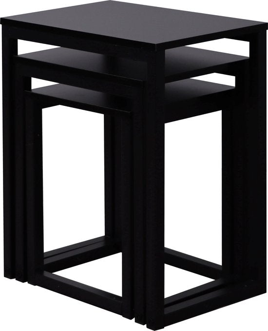 Stoere Industriële Zwarte Bijzettafel Set van 3: Ruimtebesparing met Stijl