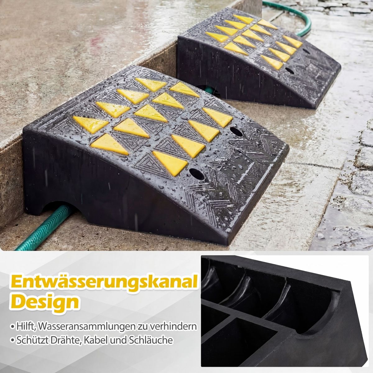 Coast Drempelhulpset - 15 ton draagkracht - antislip rubber - zwart/geel - 49 x 37 x 16 cm
