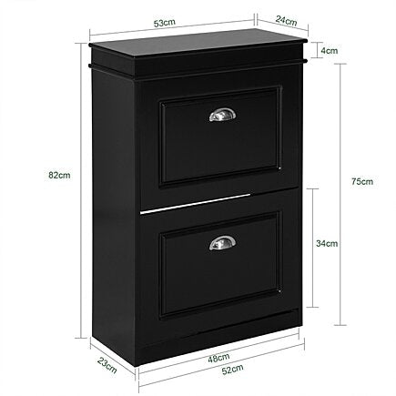 SoBuy Schoenenkast - 2 Kleppen - 68 x 32 x 45 cm - Zwart