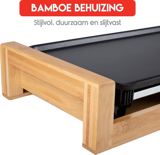 alpina Teppanyaki Bakplaat - Tafelgrill - Anti-aanbaklaag - 2000W - 43x22,5cm - Zwart