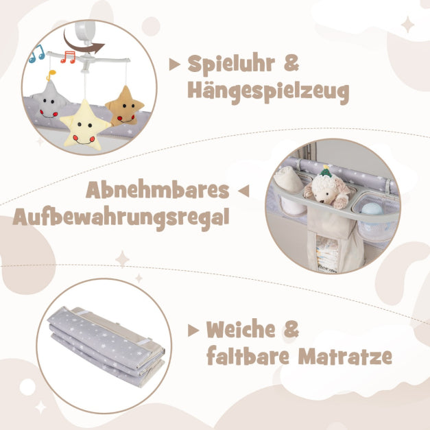 Coast Zijbed - 5 In 1 - Wielen - Incl. Matras - 125 x 65 x 76 cm - Beige
