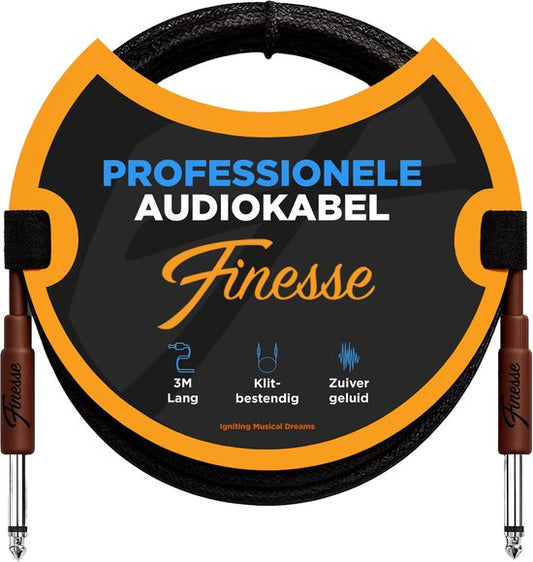 Finesse Gitaarkabel PRO - 300 cm - Jack 6.35mm - Audio Kabel - Instrumentkabel - Gitaar Kabel