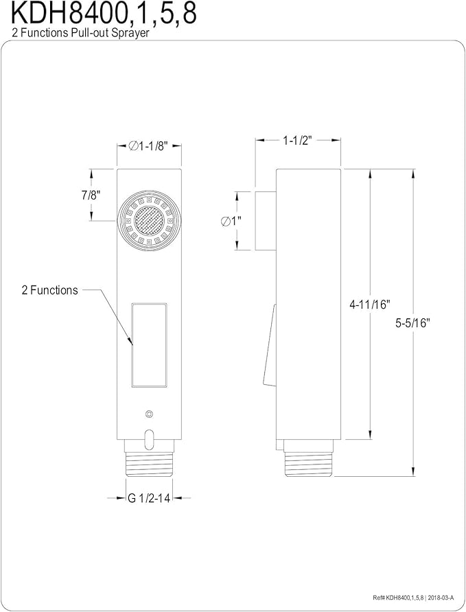Kingston Brass KDH8405 2-Functie Uittrekbare Keukenkraan