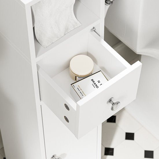 SoBuy Toiletkast BZR219-W - Wastafelkastje met WC-rolhouder - Wit - 85x20x20 cm