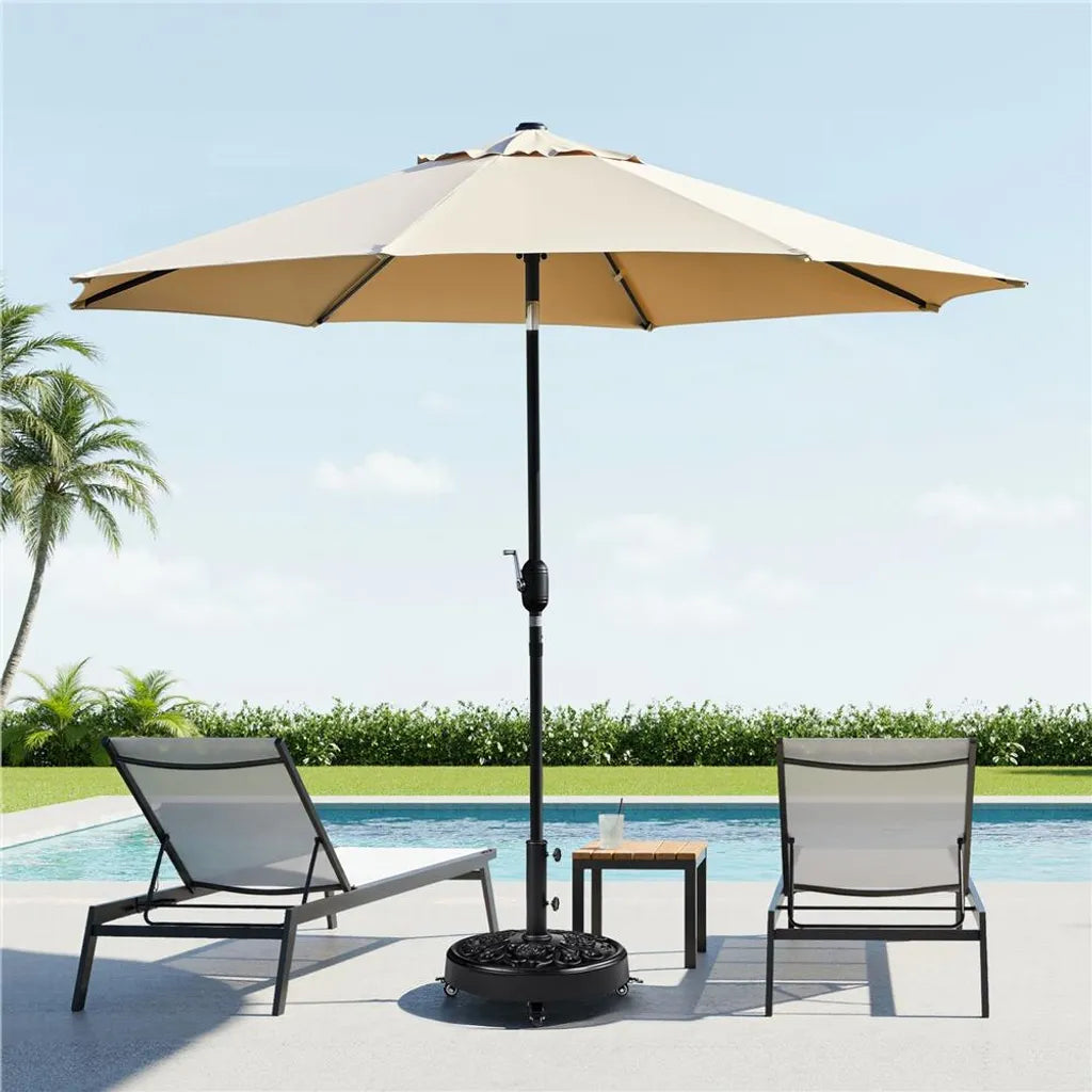 Yaheetech Parasolvoet 25 kg Ø50,5 cm - Zwart - Verrijdbare Parasolstandaard met Wielen en Retro Design