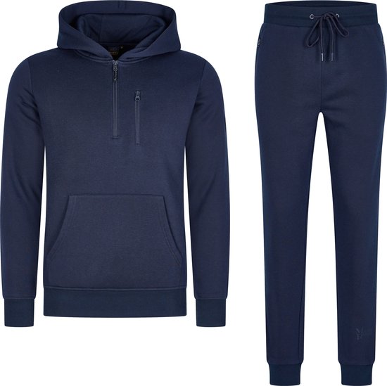 Mario Russo Trainingspak Achilles - Huispak - Joggingpak - Hoodie - Marineblauw - XXL