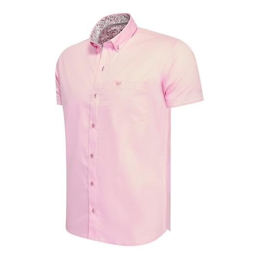 Cappuccino Overhemd Korte Mouw Stretch Toscana-Rose- Maat L