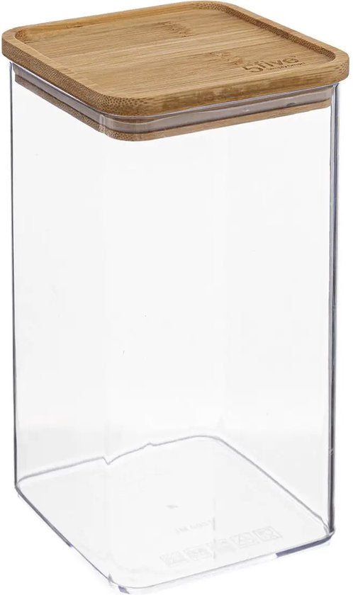 5Five - Keuken opslag voorraadpot - Berlino - kunststof/bamboe - 1500 ml - voedsel - 10 x 20 cm