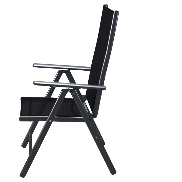 Casaria - Aluminium Tuinstoel- 2 Stuks - Antraciet - 65x60x111 cm - Zwart