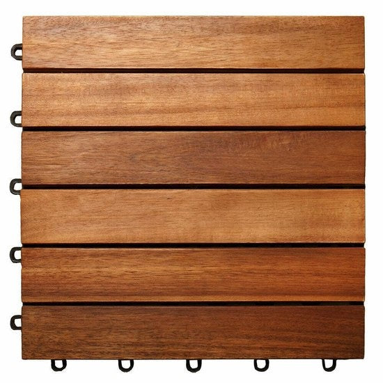 Terrastegels, acaciahout, set van 11, 30 x 30, tuintegels, balkontegels