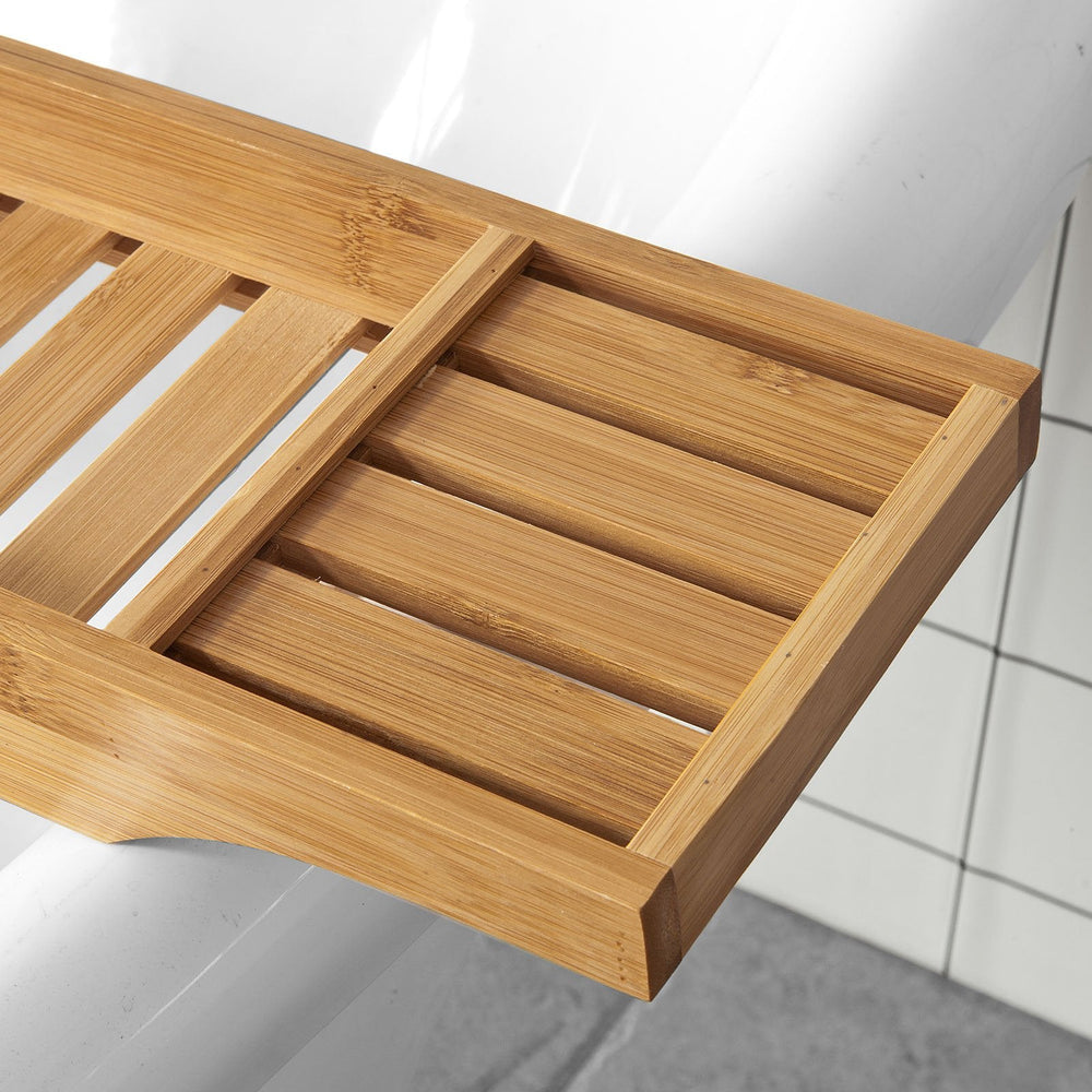 SoBuy Badplank van Bamboe – 80 cm – Massief Hout, Multifunctioneel voor Badkamer, Keuken of Woonkamer – Naturel
