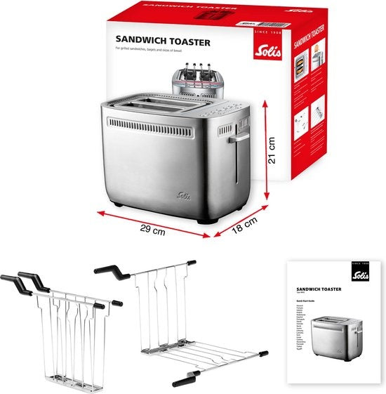 Solis Sandwich Toaster 8003 Toaster Broodrooster - Tosti Apparaat - Zilver