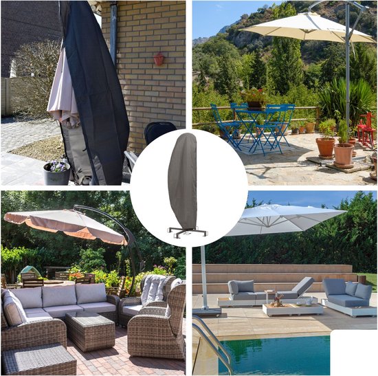 Perel Buitenhoes voor zweefparasol tot Ø 3.5 m, grijs, 260 cm x 86 cm
