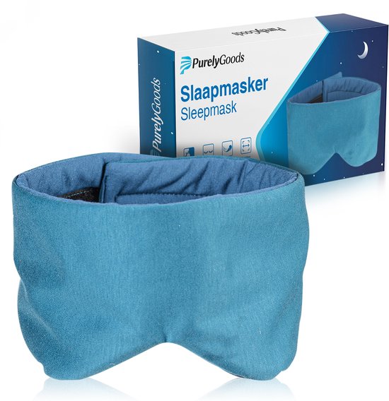 PurelyGoods® Slaapmasker - Oogmasker - 100% Verduisterend - Slaap Masker - Mannen en Vrouwen - Verstelbaar - Katoen - Donkerblauw