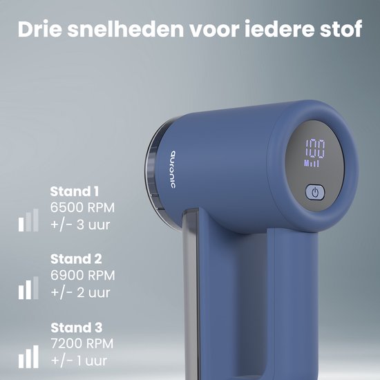 Auronic Elektrische Pluizenverwijderaar Pro - Pluizentondeuse - Accuduur 120 minuten - Oplaadbaar - LED display - Ontpluizer - Blauw