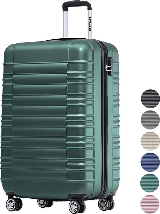 TRVLMORE Koffer - Handbagage Trolley - Cijferslot - Trolley - 54x36x20cm - 38L - Donkergroen