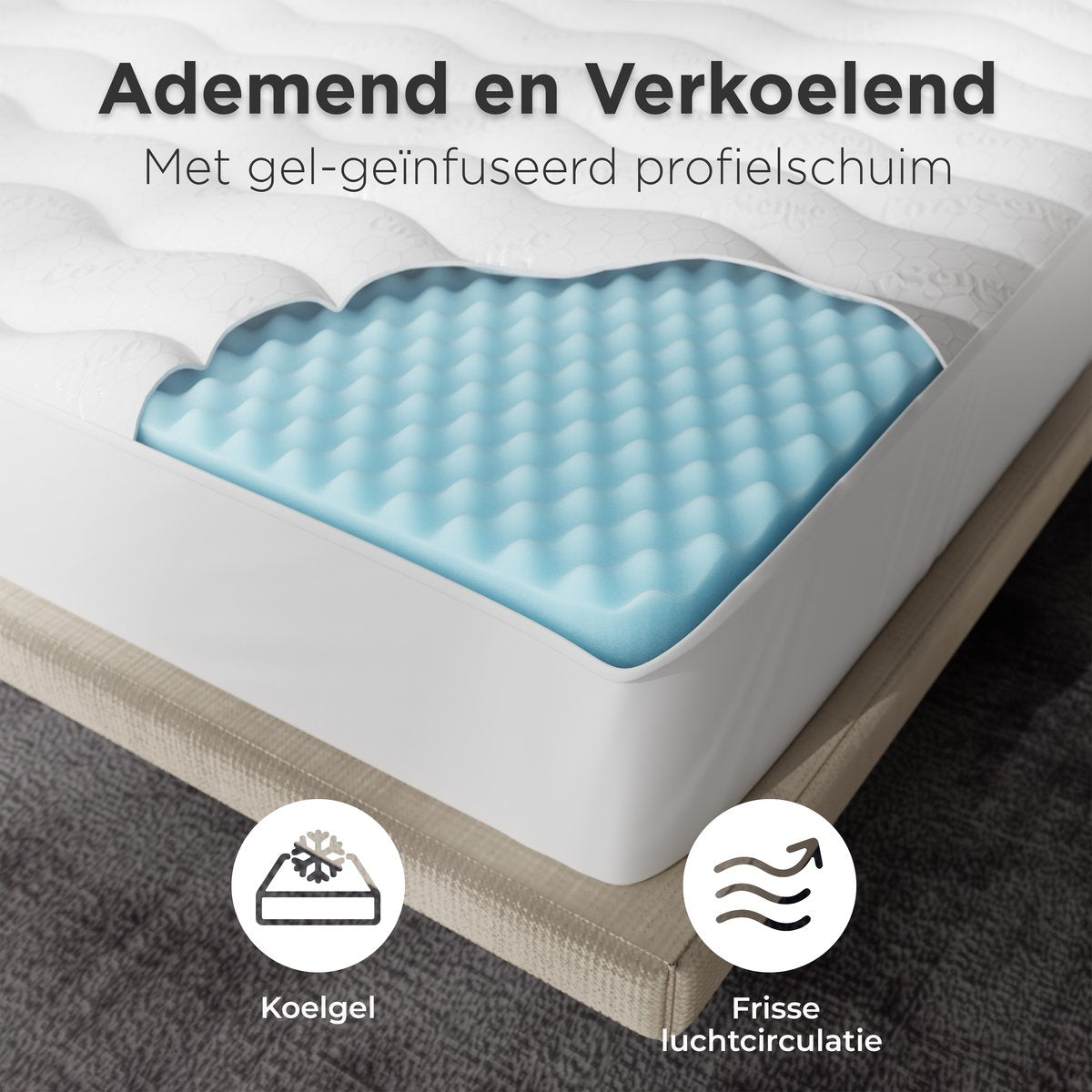 Cozysense Topper 120x200 - Traagschuim Topmatras met Gel-Infused Eierdoos - 3 cm - Wit