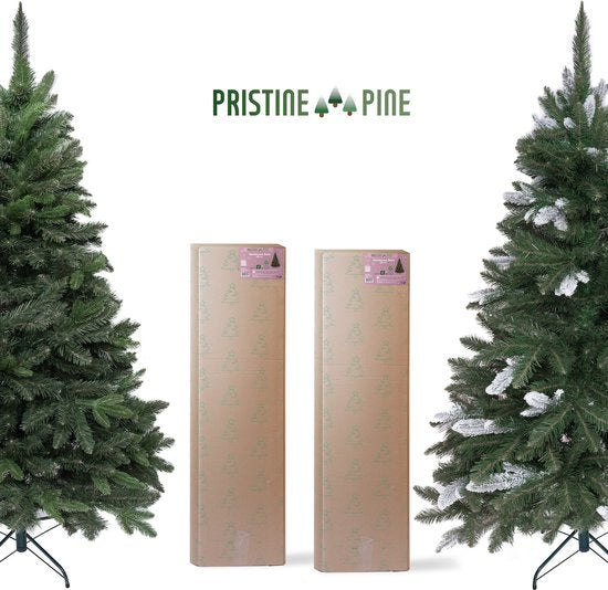 PristinePine Volle Kunstkerstboom met sneeuw 180cm - Stevige kerstboom - Metalen voet - Snel opgezet