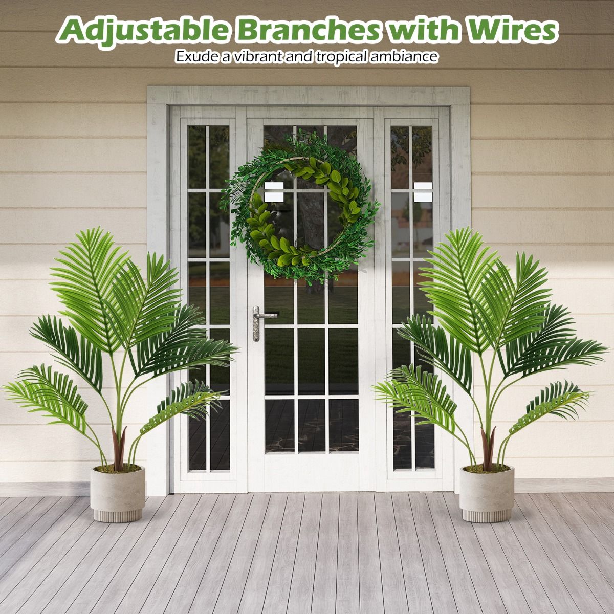 Coast Kunstmatige Areca Palm Set - 2 stuks - levensecht - onderhoudsvrij - groen - 90 cm