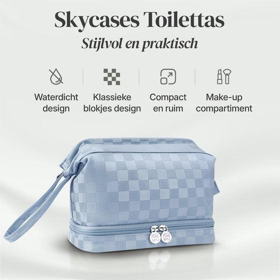 SC Travel Essentials - Toilettas en Make-up Organizer - Waterdicht en Compact - Geschikt voor Reis en Dagelijks Gebruik - Unisex - Lichtblauw