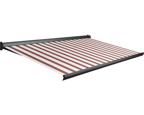 Soluna Zonnescherm Sunette Simply Good - Antraciet Frame - Dessin 323 Strepen - 400 x 300 cm - Handbediend Links - Halfcassette