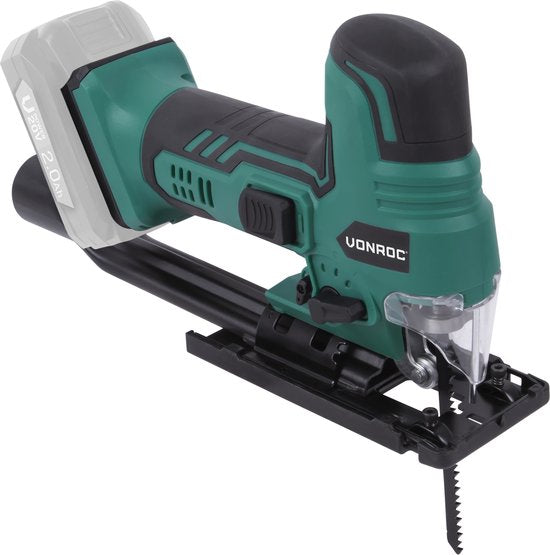 VONROC Accu decoupeerzaag VPower 20V – Ergonomische T-handgreep – Instelbare snelheid & zaaghoek – Zonder accu & lader