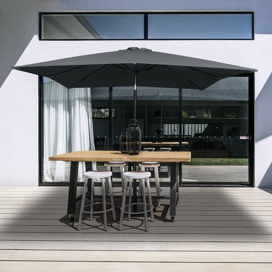 VONROC Premium Stokparasol Rosolina 280x280cm - Incl. beschermhoes – Vierkante parasol - Kantelbaar – UV werend doek – Grijs