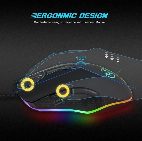 HXSJ S500 Ergonomisch  Gaming Muis RGB - Office mouse - 4800dpi