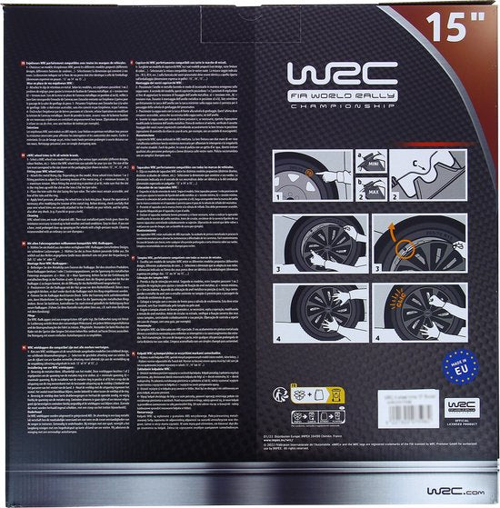 WRC Wieldoppen 15 inch - zilver/zwart - 4st