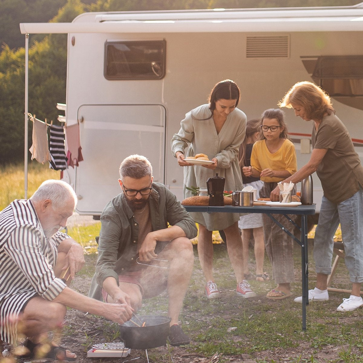 LifeGoods Inklapbare Tafel - 60x120cm - Campingtafel - Weerbestendig - Vouwtafel - Zwart
