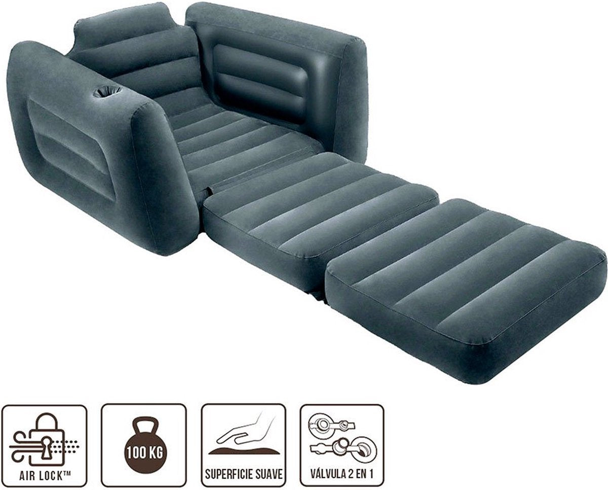 Intex Comfortabele 2-in-1 Loungestoel - Fluweelachtig oppervlak - 117 cm x 224 cm x 66 cm